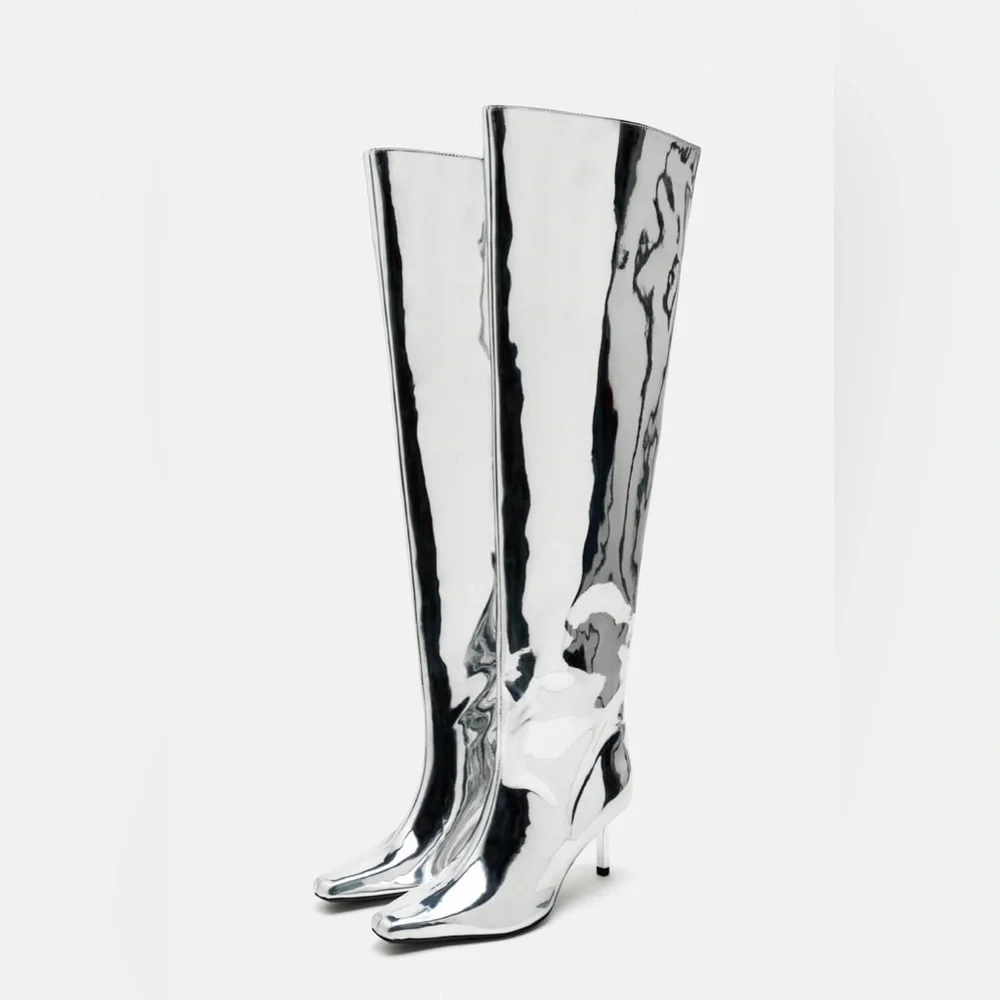 ZARA Metallic OTK Boots